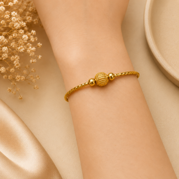 Gold Adjustable Ball Kara Bracelet-24(Golden)