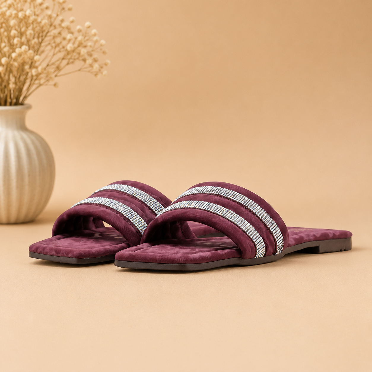 Maroon Casual Slipper For Women CL2179