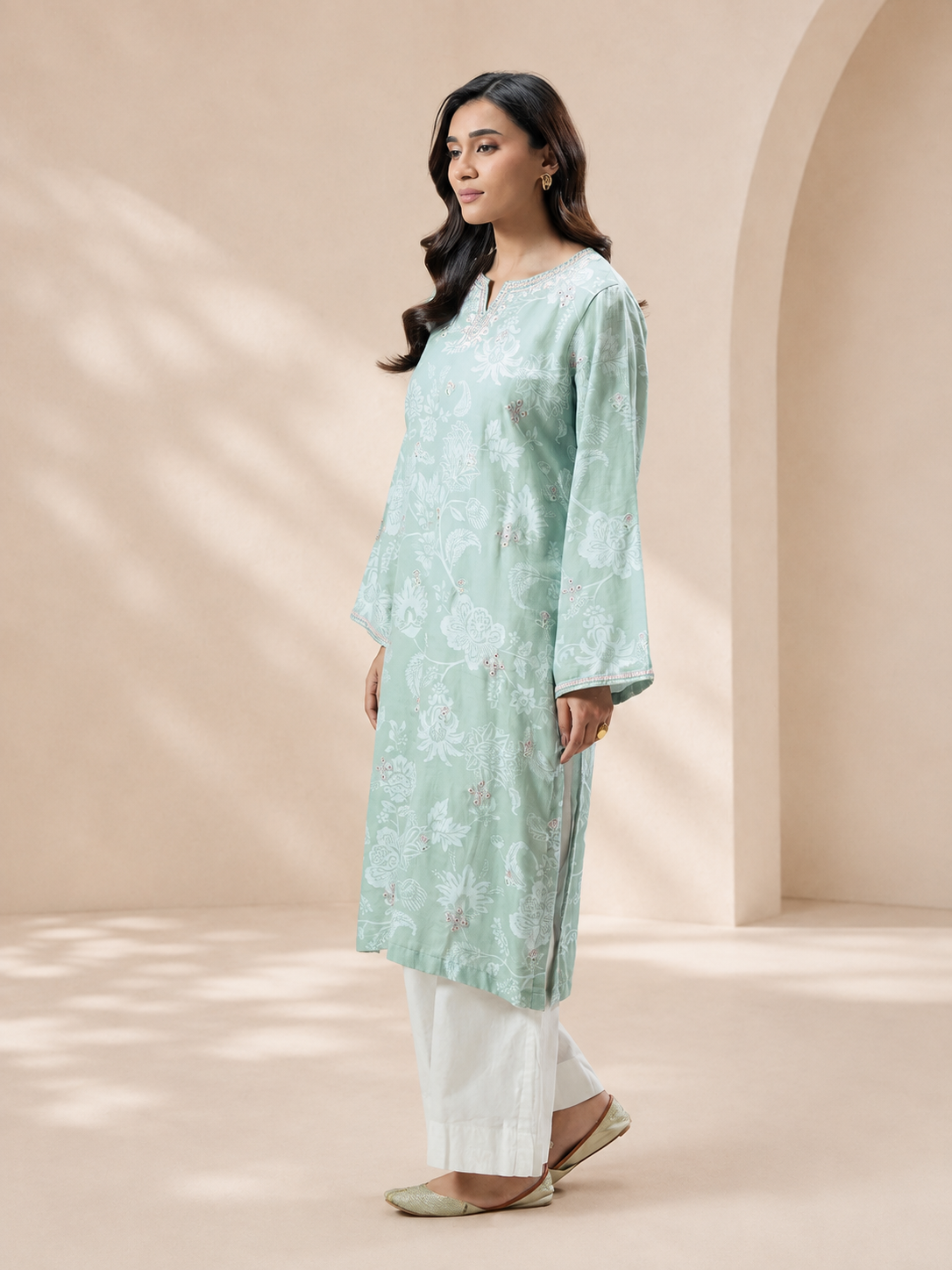 Self Jacquard Shirt- Embroidered (Pret)