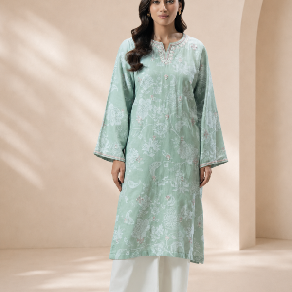 Self Jacquard Shirt- Embroidered (Pret)