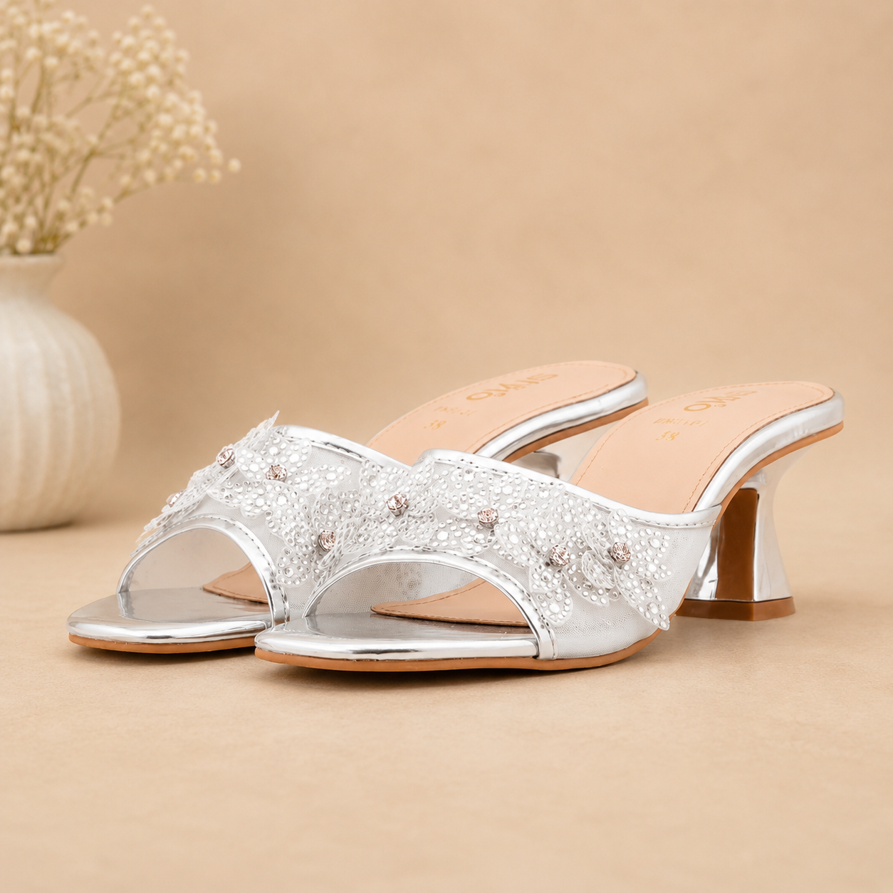 Silver Fancy Women Slipper FN8107