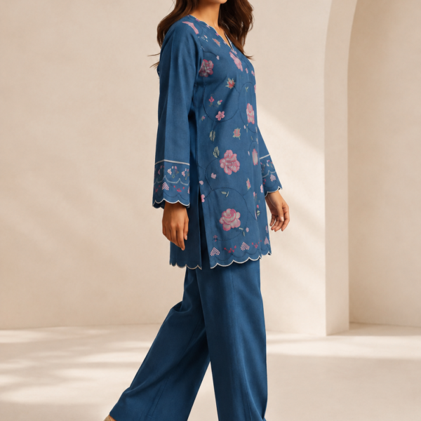 Yarn Dyed Co-ord Set- Embroidered